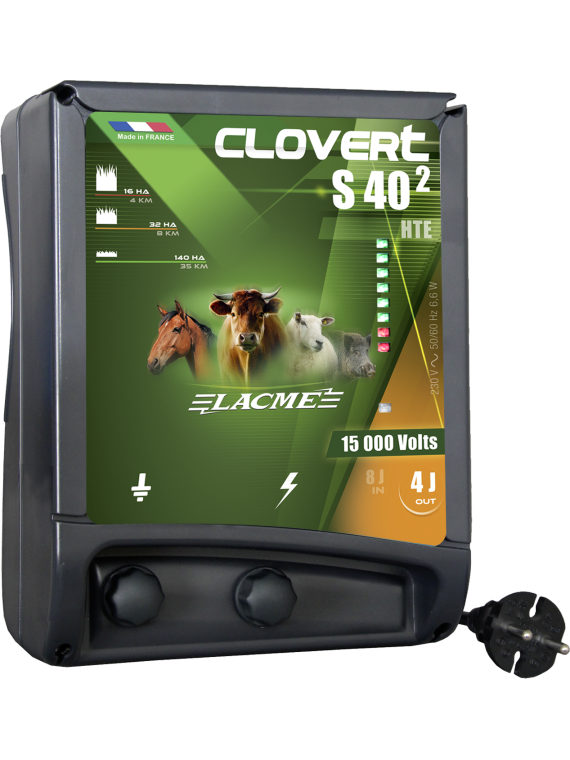 ELECTRIFICATEUR CLOVERT S40 SUR SECTEUR POUR SANGLIERS / MOUTONS / BOVINS / CHEVAUX