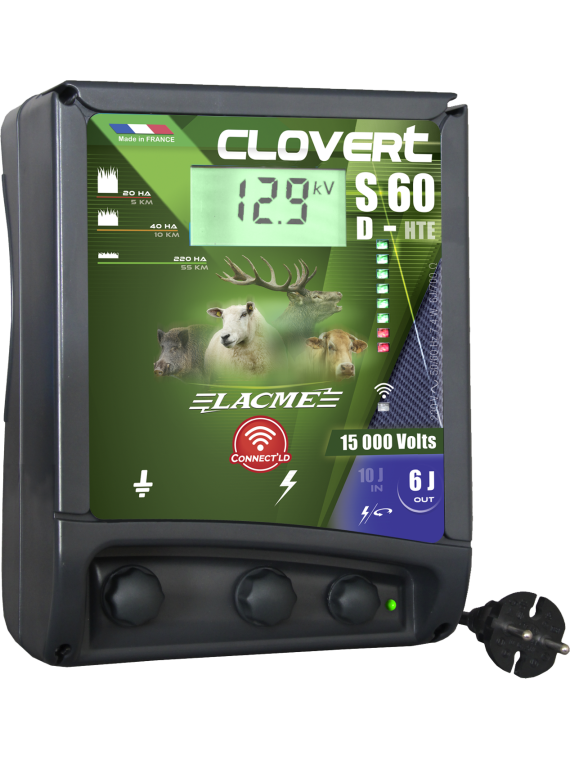 ELECTRIFICATEUR CLOVERT S60-D CONNECT'LD SECTEUR POUR SANGLIERS / GRANDS GIBIERS / BOVINS / MOUTONS